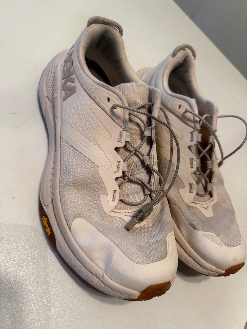 Hoka Women's Neutral Trainer in Light Beige and Taupe